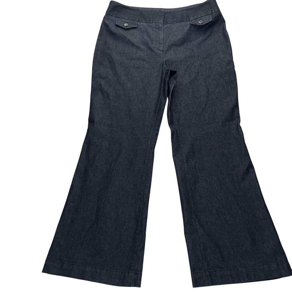 Apostrophe Pants 14 Blue Gray Cotton Blend Stretch Wide Leg Trouser Denim Jeans